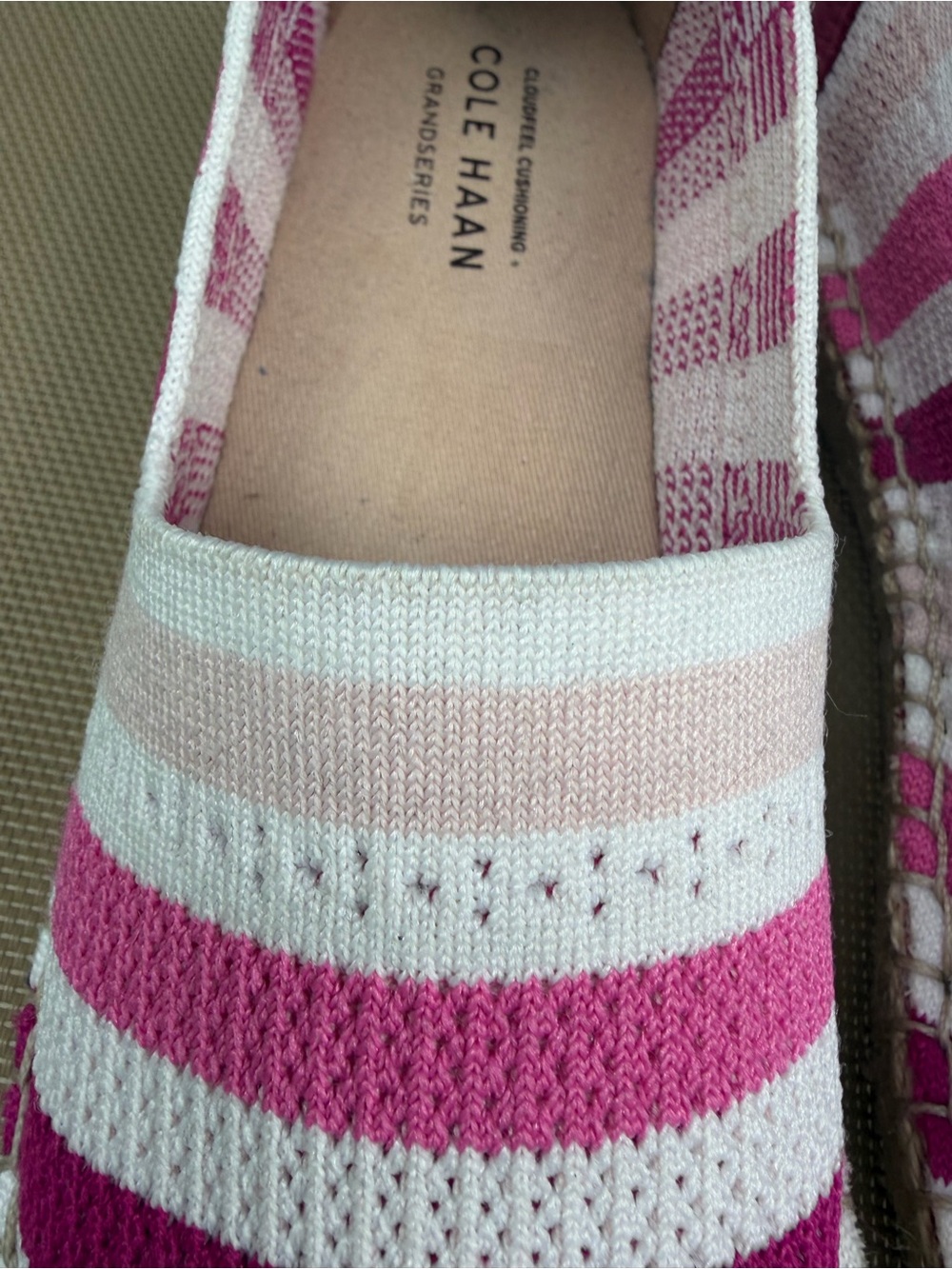 Cole Haan Cloudfeel Stitchlite Espadrille Flat Slip On Pink Stripe Size 7.5 - Picture 13 of 13